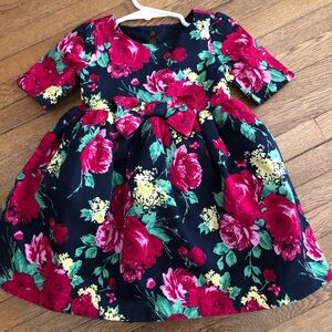 Janie and Jack fancy dress Navy red rose open back girls 12-18 months
